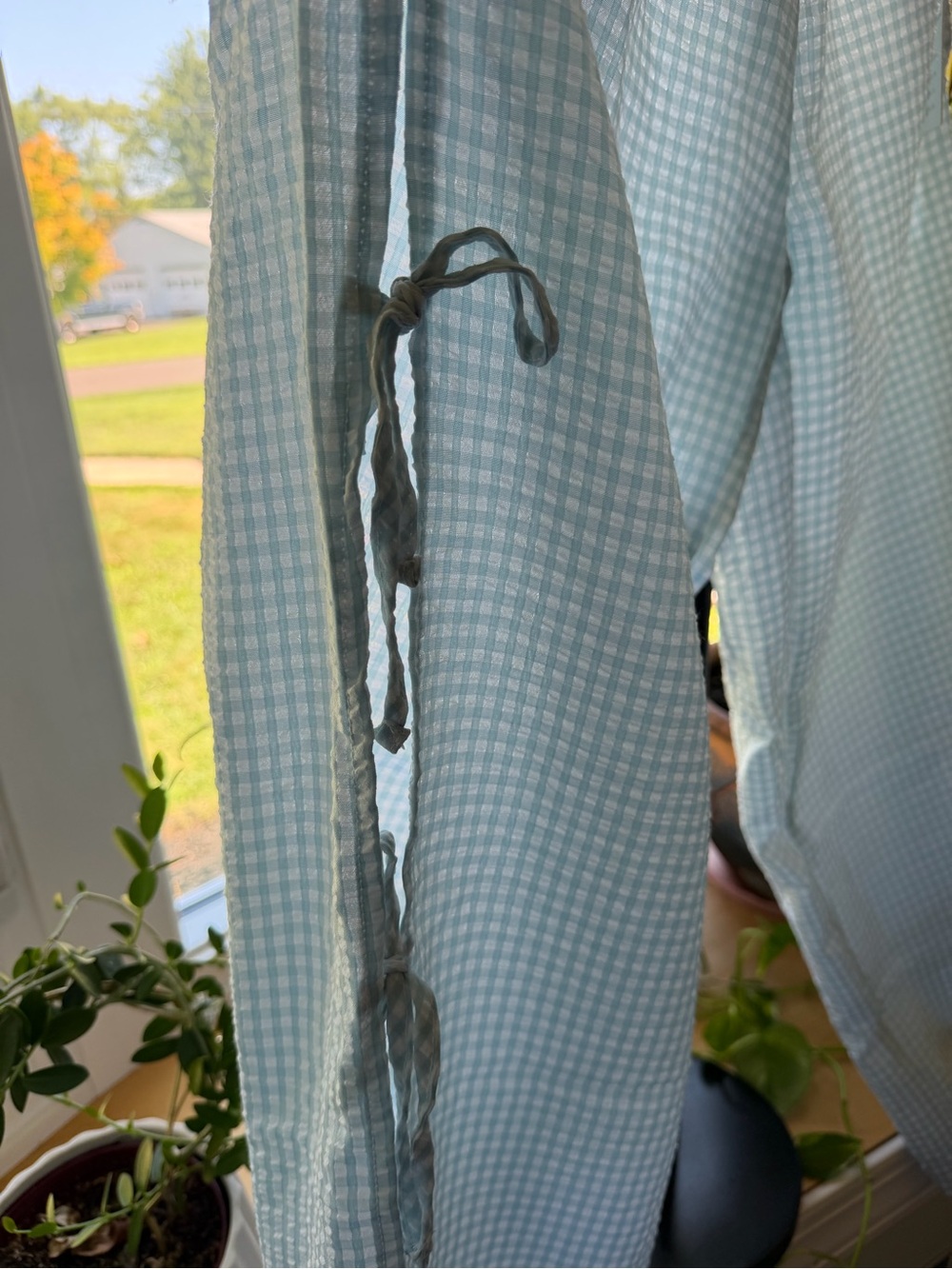 Light Blue Gingham Woman’s Pants With Bows These Pictures Do Not Do These Justic - Picture 5 of 5